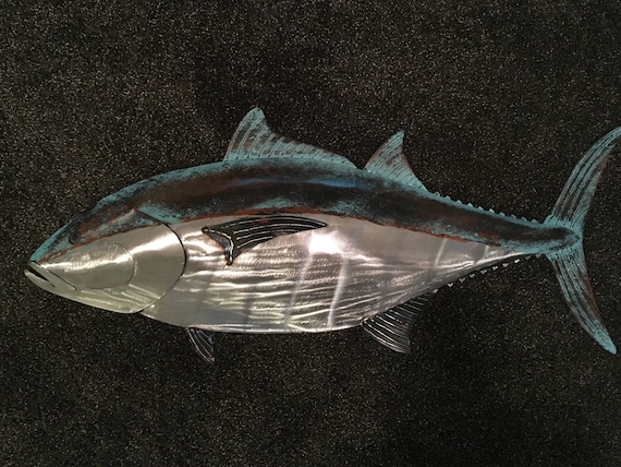 Blue Fin Tuna 35in Handmade Metal Fish Sculpture FREE SHIPPING in the US