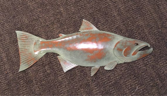 Salmon 35in Metal Fish Wall Sculpture FREE SHIPPING in the US