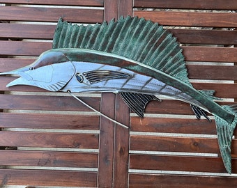 Sailfish 48in Metal Wall Art Fish sculpture  Handmade Beach Coastal Tropical Ocean