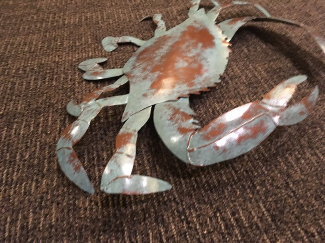 Blue Crab Wall Art Metal Sculpture Tropical Beach Coastal Etsy