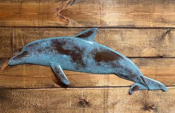 Dolphin Metal 35in Wall sculpture Tropical Beach Coastal Fish Art ocean
