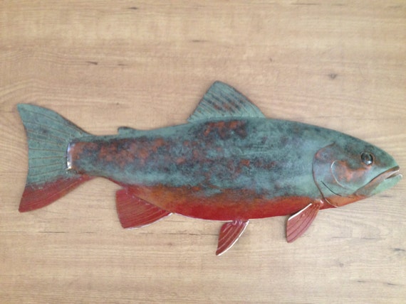 Brook Trout 24in Metal Wall Fish Sculpture Lodge Cottage Lake Cabin Art