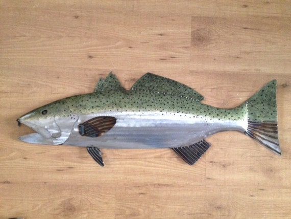 Speckled Sea Trout 34in Handmade Fish Sculpture Tropical Beach Coastal Wall Art ocean
