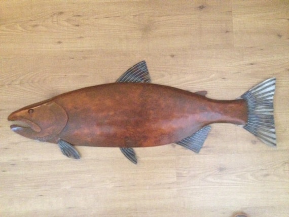 Salmon 35in Fish Metal Wall Sculpture FREE SHIPPING in the US