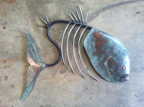 Fish Sculpture Handmade 20in Metal Wall Art SHIPPING FREE in the US