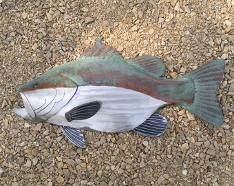 Largemouth Bass 24in Metal Wall  Sculpture  Lodge Cottage Cabin Lake Art