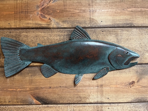 Trout Metal Wall Art Sculpture Lodge Cottage Lake Cabin