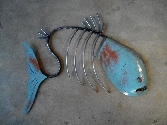 Fish Sculpture Tropical Beach Coastal Metal Wall Art