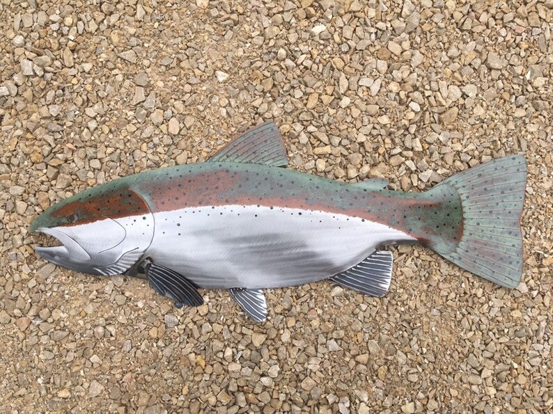 Trout Metal 30in Wall Fish Art Sculpture Lodge Cottage Lake Etsy