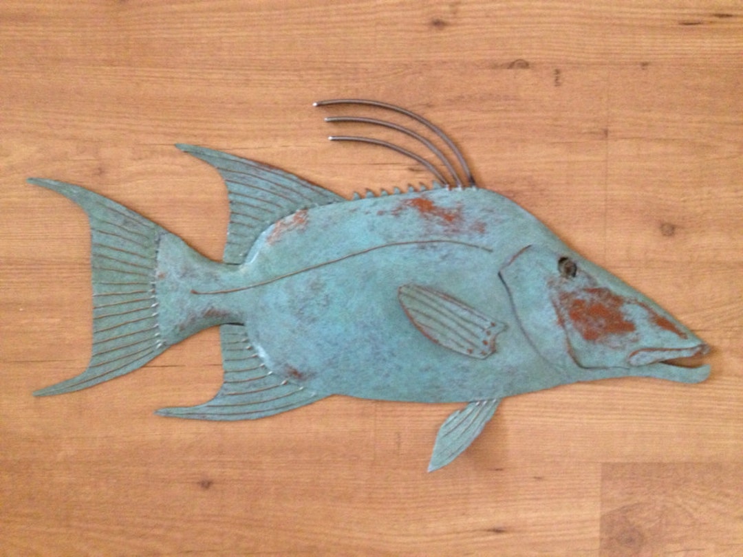 Hogfish 25in Metal Wall Sculpture Tropical Beach Coastal Fish Art Etsy