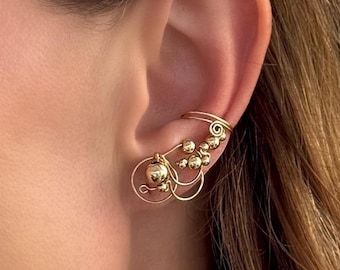 Clip-On Ear Cuff, Gold No Piercing Modern Hoop