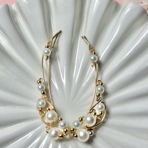 Long Full Ear Climbers, 14K Gold Filled Pearl Statement Earrings