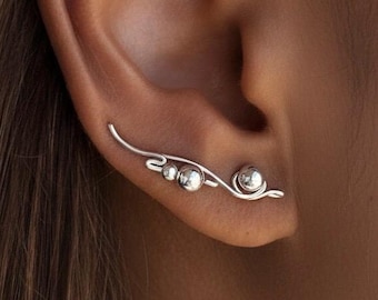Sterling Silver Earrings – Minimalist Ear Climbers, Jewelry Gift