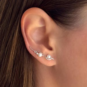 Ear Climber Earrings in Silver – Dainty Jewelry Gift