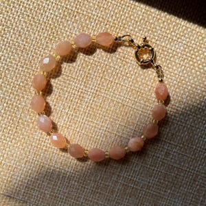 Orange Natural Sunstone Bracelet  | Faceted Sunstone Bracelet | Gift For Her