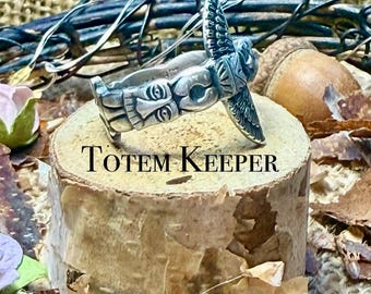 Totem Spoon Ring Size 7 | Vintage Silverplate Ring|Pacific Northwest Indigenous Art|Repurposed Souvenir Spoon Jewelry Gift|upcyled| vintage