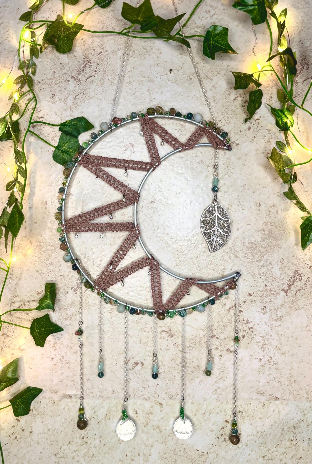 Suncather Repurposed, Window Suncatcher Moon Shaped, Gemstone, Crystal ...