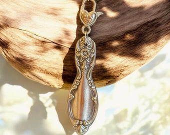1954 Victorian Rose Spoon Pendant Necklace  Patina Eco Jewelry Vintage Repurposed Flatware Upcycled SilverPlated Necklace Retro Jewelry