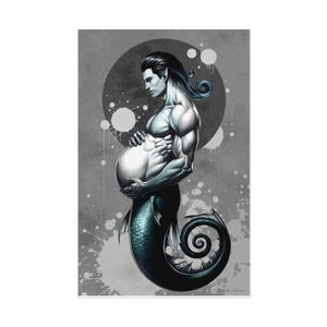 Póster artístico de tritón embarazada