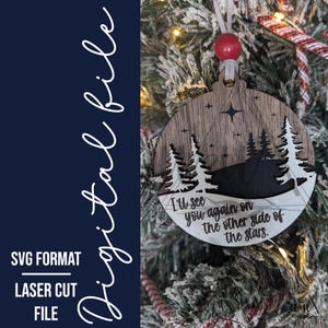 Herdenkingsornament SVG | 'Ik zie je weer aan de andere kant van de sterren' | Laservijl met twee of drie lagen| Digitaal bestand voor lasersnijders