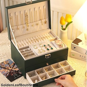 Travel jewelry case gift for her Jewelry box travel  travel jewelry box gift for wife jewelry box ring box Box For Woman Large Jewelry Box
