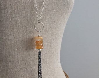 Long and Lovely Citrine Tassel Necklace