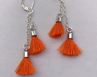 Festive Orange Tassel Earrings