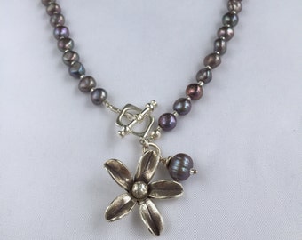 Silver Pearls and a Flower