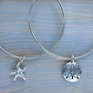 Sterling Silver Squared Bangle with Starfish Charm image 4