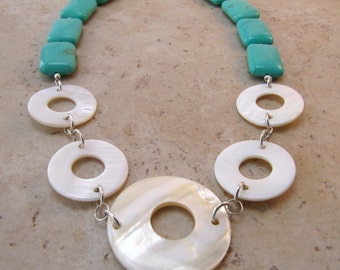 Color Block Turquoise and Mother of Pearl