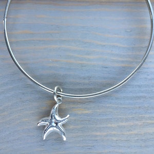 Sterling Silver Squared Bangle with Starfish Charm image 2