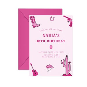 Saddle Up Cowgirl Invite, Cowgirl Invitation, Cowgirl Invite, Cowgirl Canva Template, Cowgirl Birthday Invite, Birthday Invitation Cowgirl