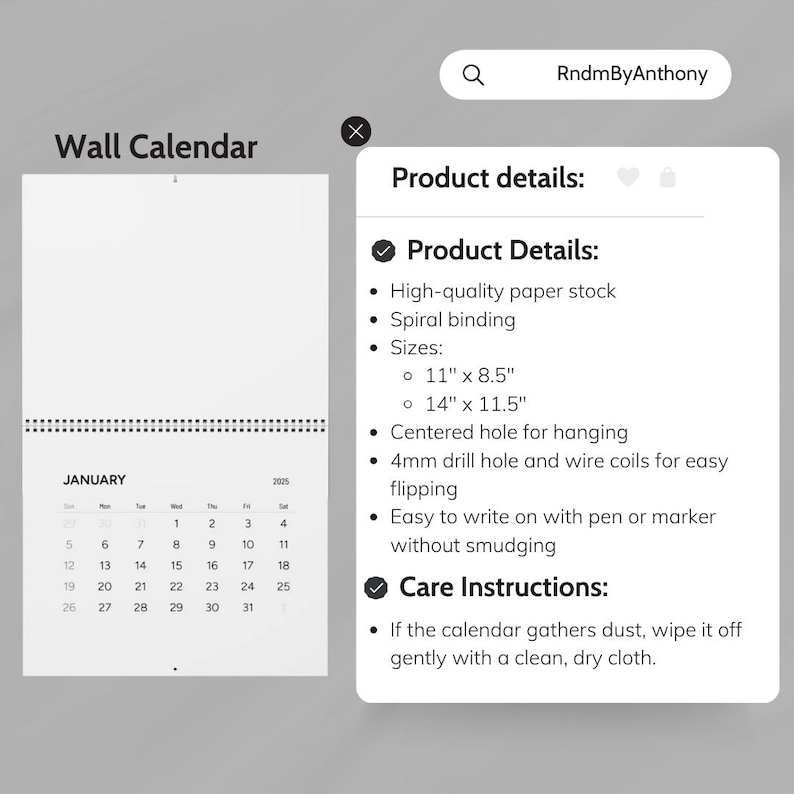 Wicked 2025 Calendar, Wicked Calendar, Hanging Wall Calendar, 2025