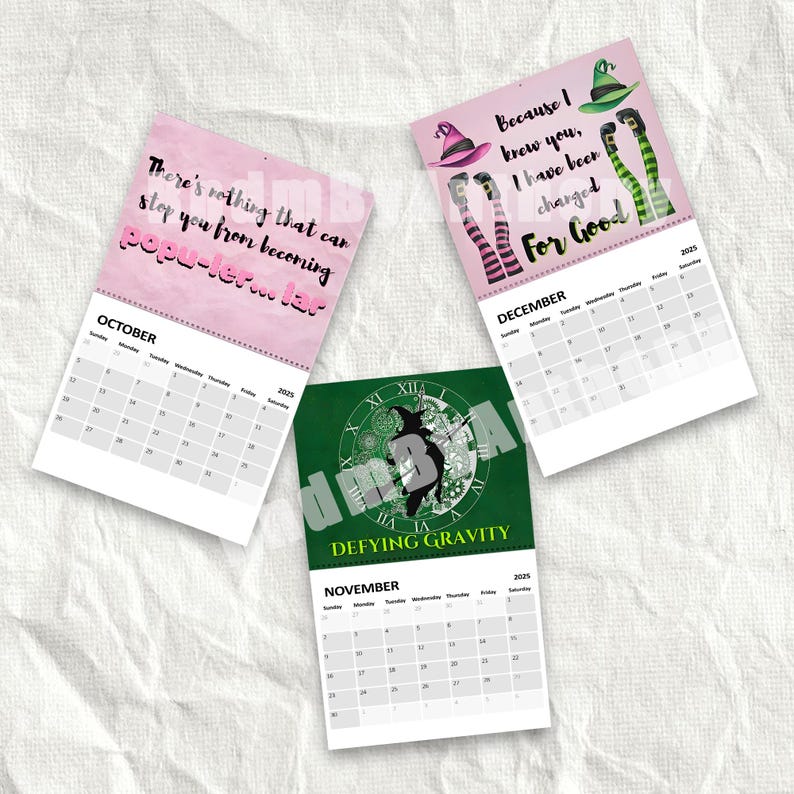 Wicked 2025 Calendar, Wicked Calendar, Hanging Wall Calendar, 2025