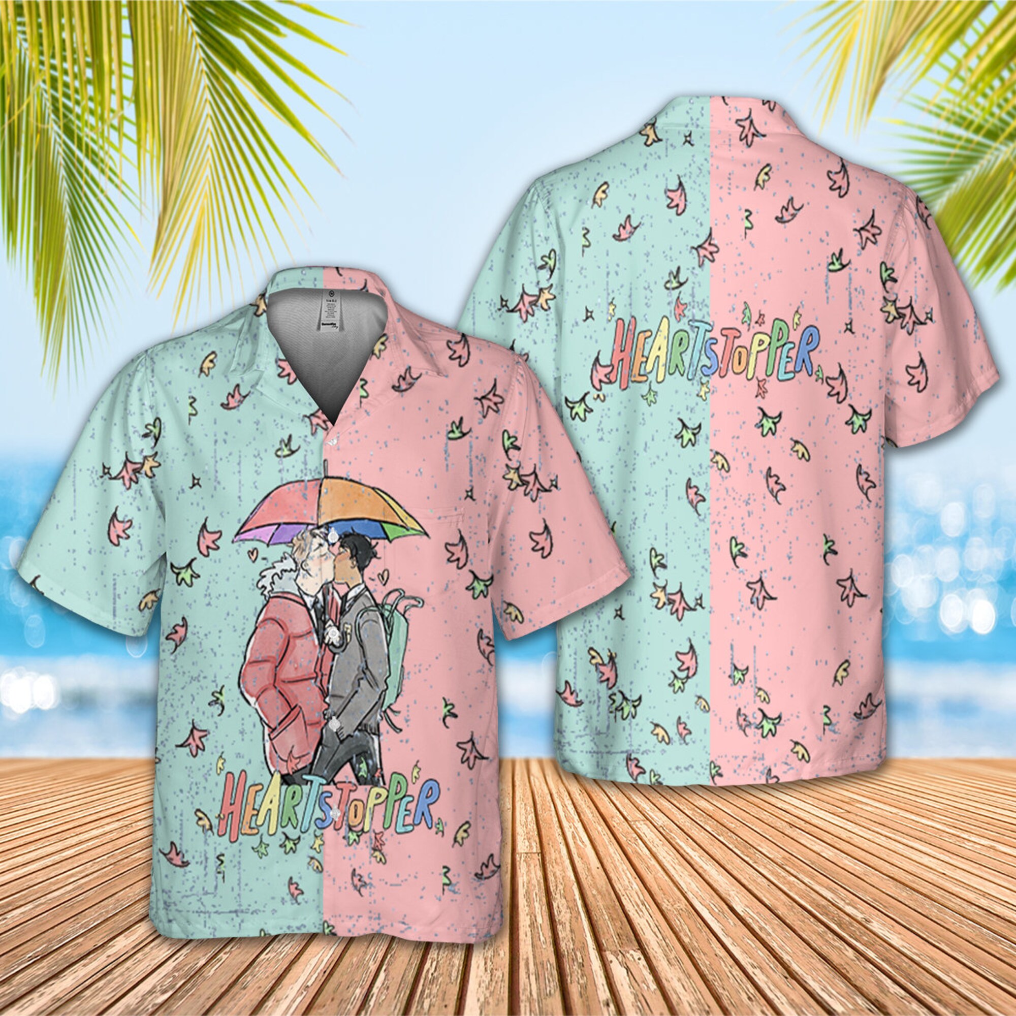 Kiss in The Rain Heartstopper Hawaiian Shirt