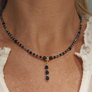 Necklace made of natural stones of Sodalite and Lapis Lazuli