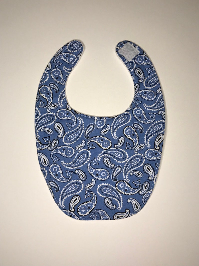 Baby blue paisley baby bib image 1