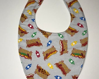 Flannel hot dogs baby bib