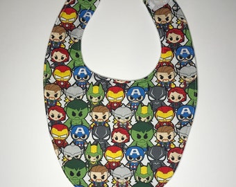 mini angry kawaii superheroes baby bib