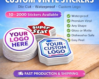 Benutzerdefinierte wasserdichte gestanzte Aufkleber, personalisierte Vinyl-Aufkleber, haltbare spülmaschinenfeste Verpackungsaufkleber, Ihr Logo Ihr Designaufkleber