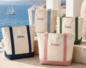 Custom Embroidered Tote Bag, Personalized Name Canvas Tote, Zipper Bag, Aesthetic Everyday Tote, Gift For Her, Personalized Embroidered Tote
