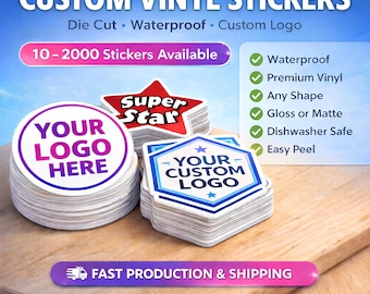 Personalisierte gestanzte Aufkleber, benutzerdefinierte Vinyl-Aufkleber, haltbare, spülmaschinenfeste Verpackungsaufkleber, Ihr Logo hier Aufkleber, wasserdichte Abziehbilder