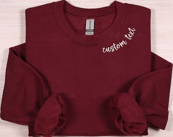 Custom Embroidered Text Sweatshirt, Personalized Minimalistic Text Hoodie, Custom Text Sweatshirt, Anniversary Gift, Your Text Here