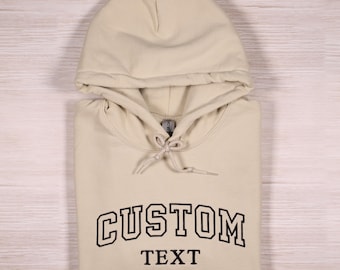 Custom Embroidered Text Hoodie: Personalized Varsity Sweatshirt