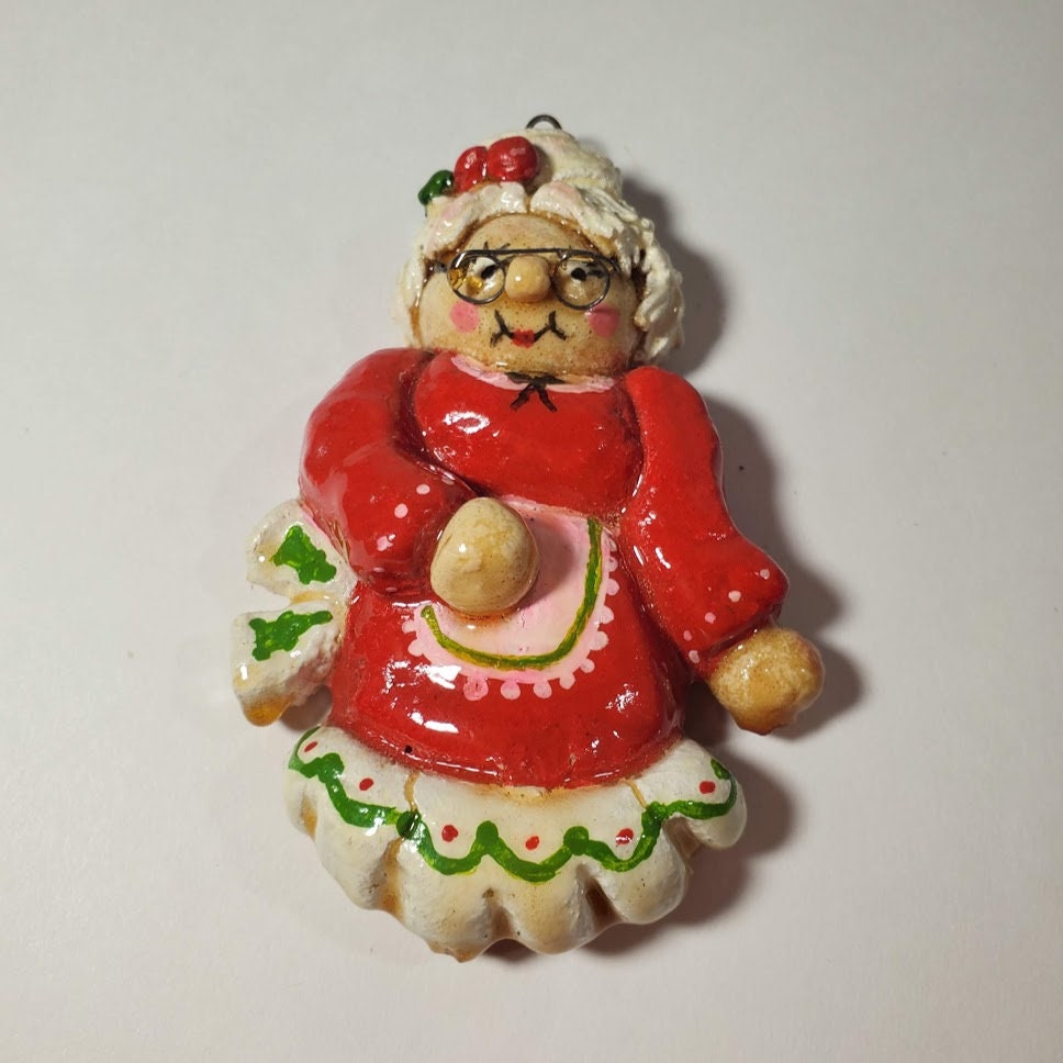 Vintage Mrs Claus Cookie Dough Handmade Ornament Christmas Holiday ...