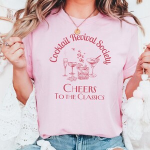 Cocktail Revival Shirt, Cheers to the Classics Tee, Social Club T-Shirt, Vintage Cocktail Outline, Whiskey Martini Lounge Tee
