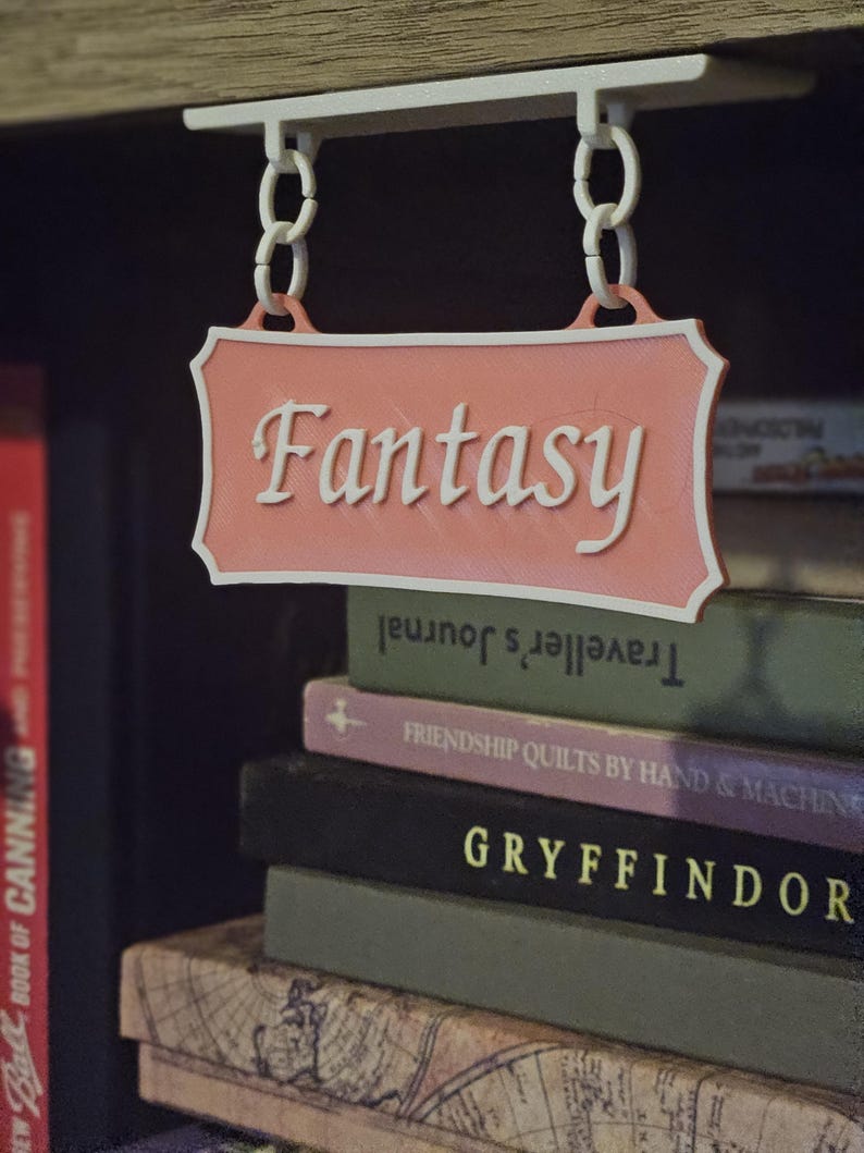 Genre Signs Minimalist Genre Library Sign | Custom Bookshelf Label | Romance ...