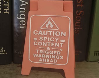 Advertencia: Contenido picante / Cartel de advertencia de contenido sensible impreso en 3D / Decoración para estantería para lectores de novelas románticas / Regalo picante para amantes de la lectura