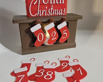 Days Until Christmas Countdown |  Fireplace Display with Hanging Stocking Numbers | Holiday Decor | Christmas Mantel Decoration up to 365