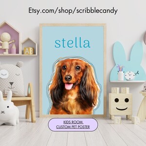 Custom Nursery Room Wall Decor POP ART Pet Digital Art Cartoon Digital Download from Photo Animal Kids Room Posters Dog Cat Prints printable